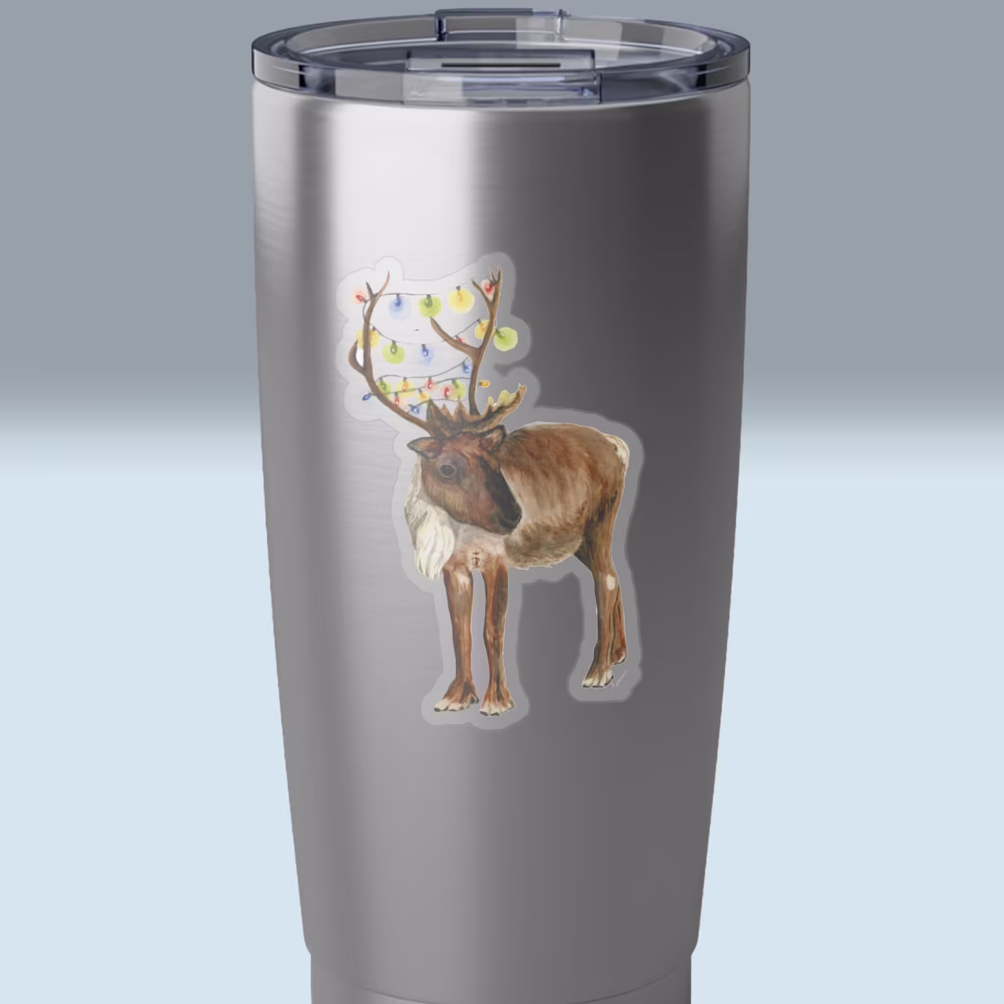 Winter Wonderland Reindeer Christmas Lights Sticker Tumbler Sticker