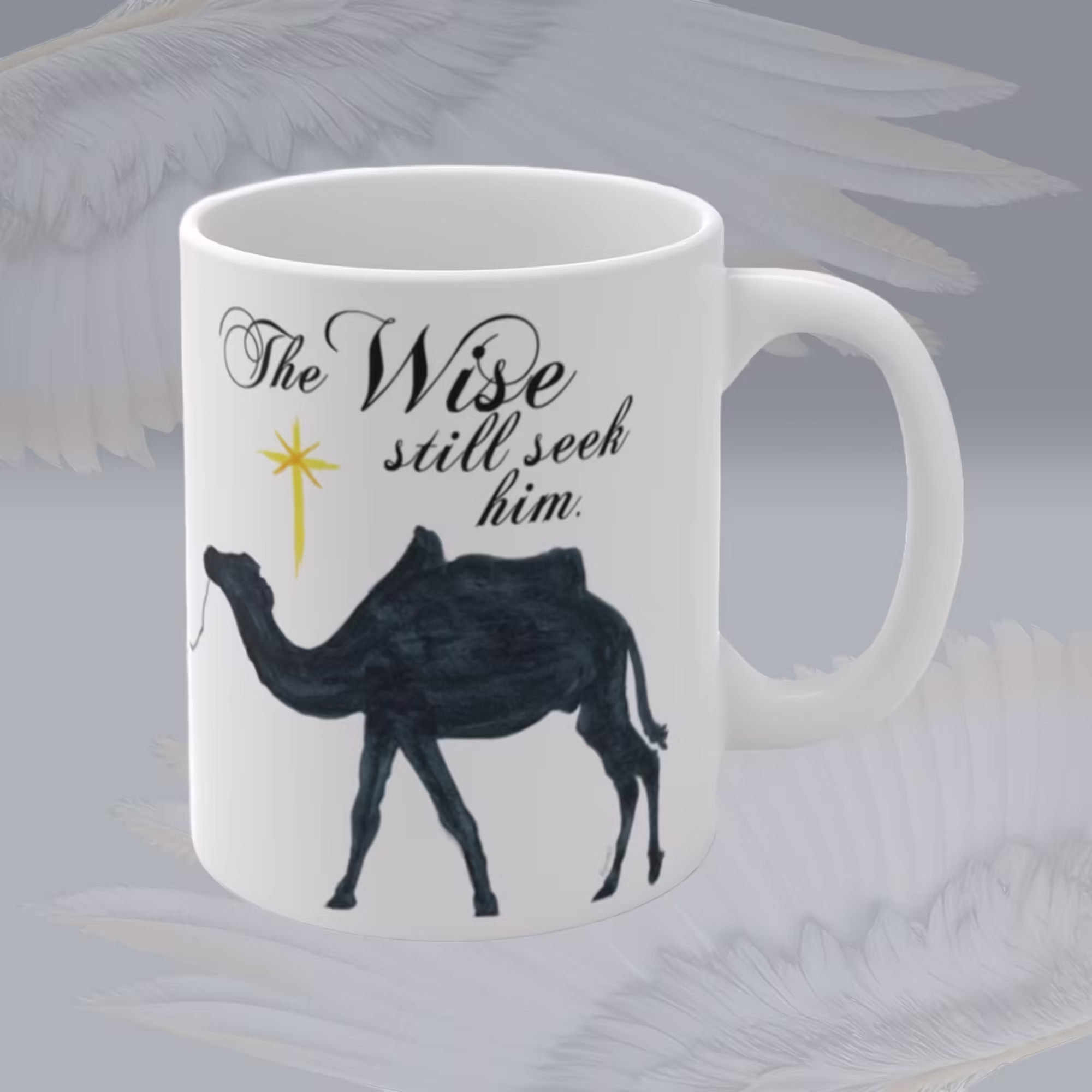 Wise Seekers Christmas Camel and Guiding Star Mug Framed By Angels Fly Here