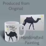 Wise Seekers Christmas Camel and Guiding Star Mug Shown with the original Watercolor Painting