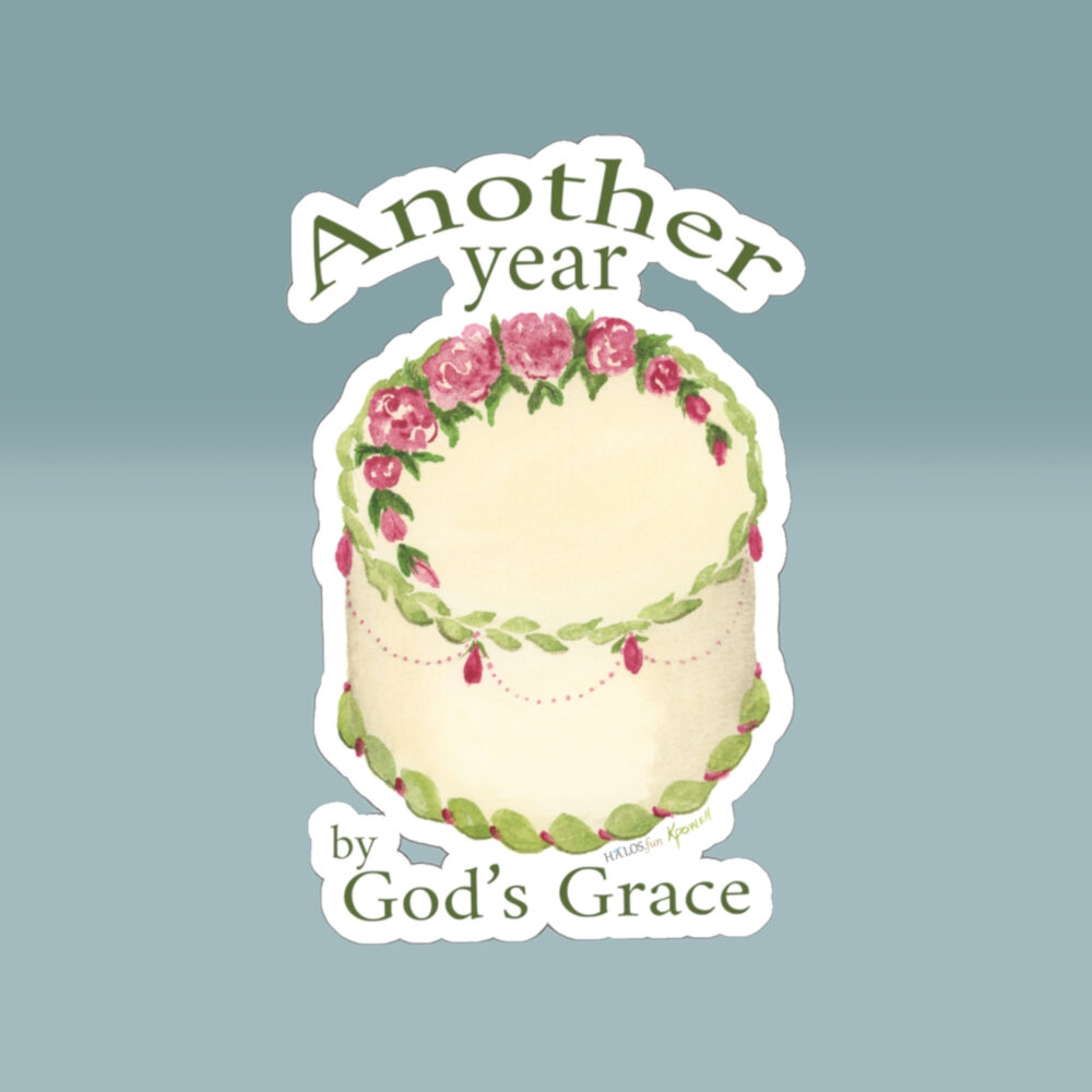 birthday blessings sticker another year by gods grace 4x4 white Main