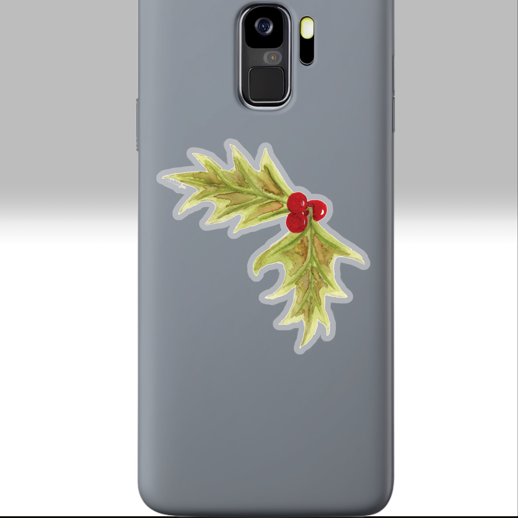 christmas holly sticker nostalgic holiday charm 3x3 transparent on a phone
