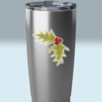 christmas holly sticker nostalgic holiday charm 3x3 transparent on a tumbler