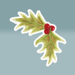 christmas holly sticker nostalgic holiday charm 3x3 white Main
