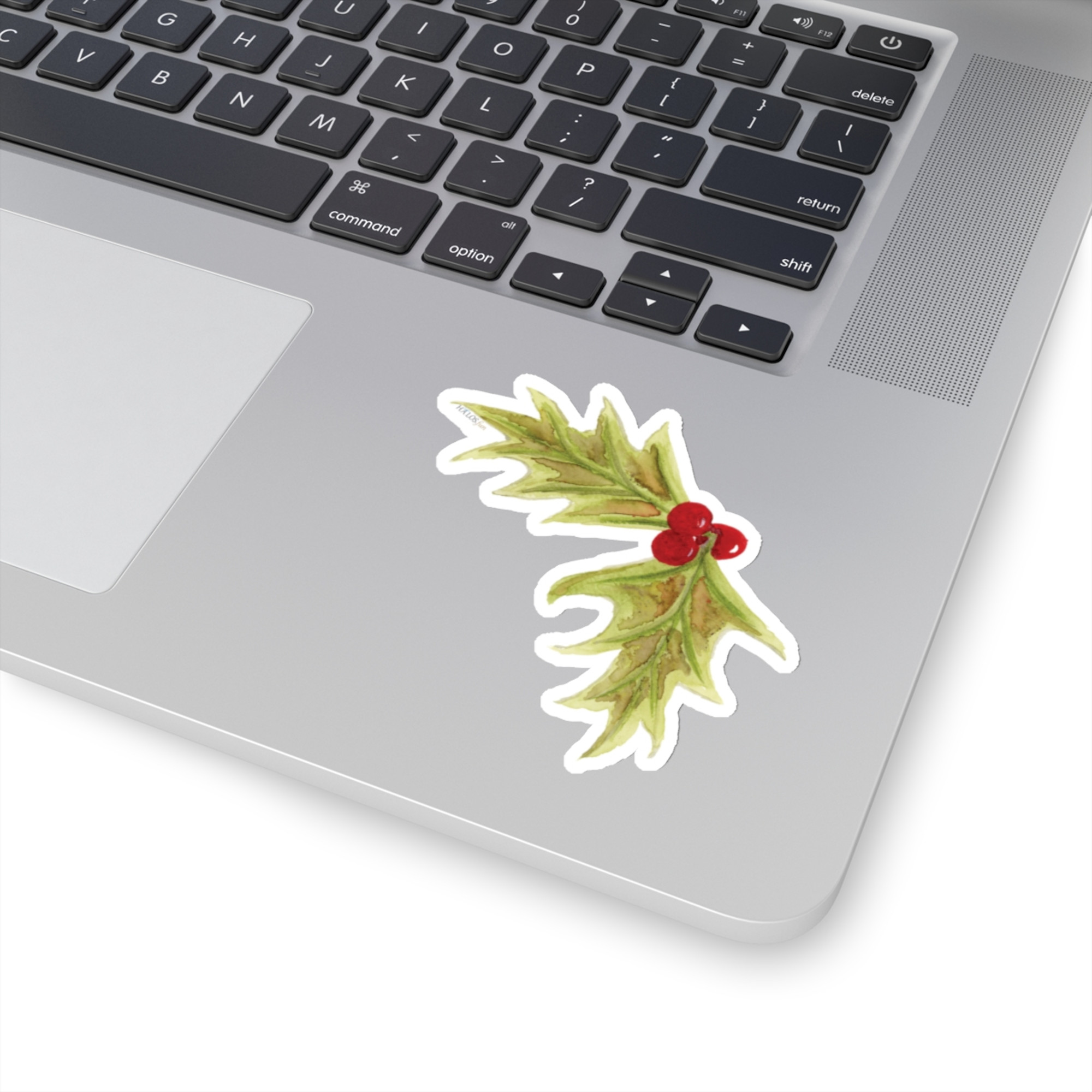 christmas holly sticker nostalgic holiday charm 3x3 white