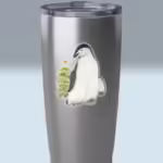 christmas penguin sticker watercolor joy 3x3 transparent on a tumbler