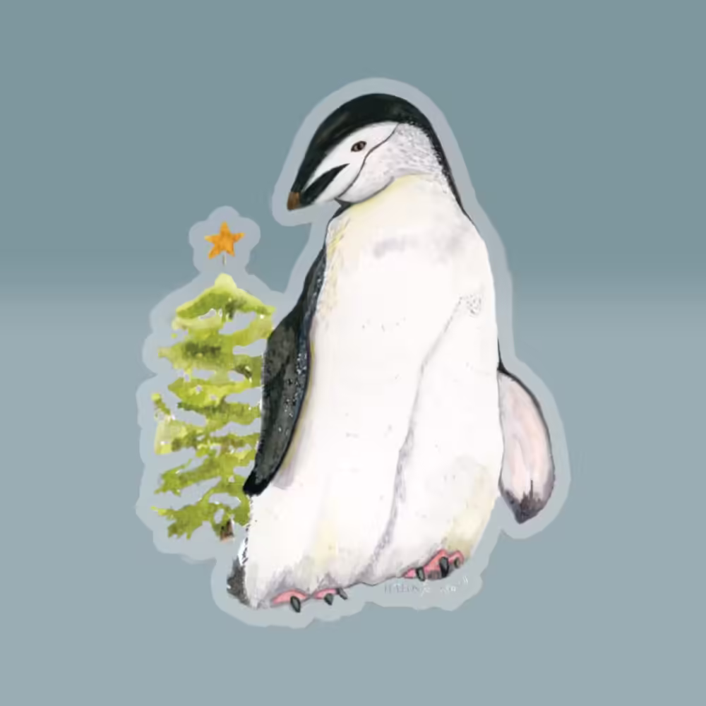 christmas penguin sticker watercolor joy 6x6 transparent Sticker Main