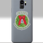 christmas wreath sticker jesus the alpha and omega 3x3 transparent on a phone
