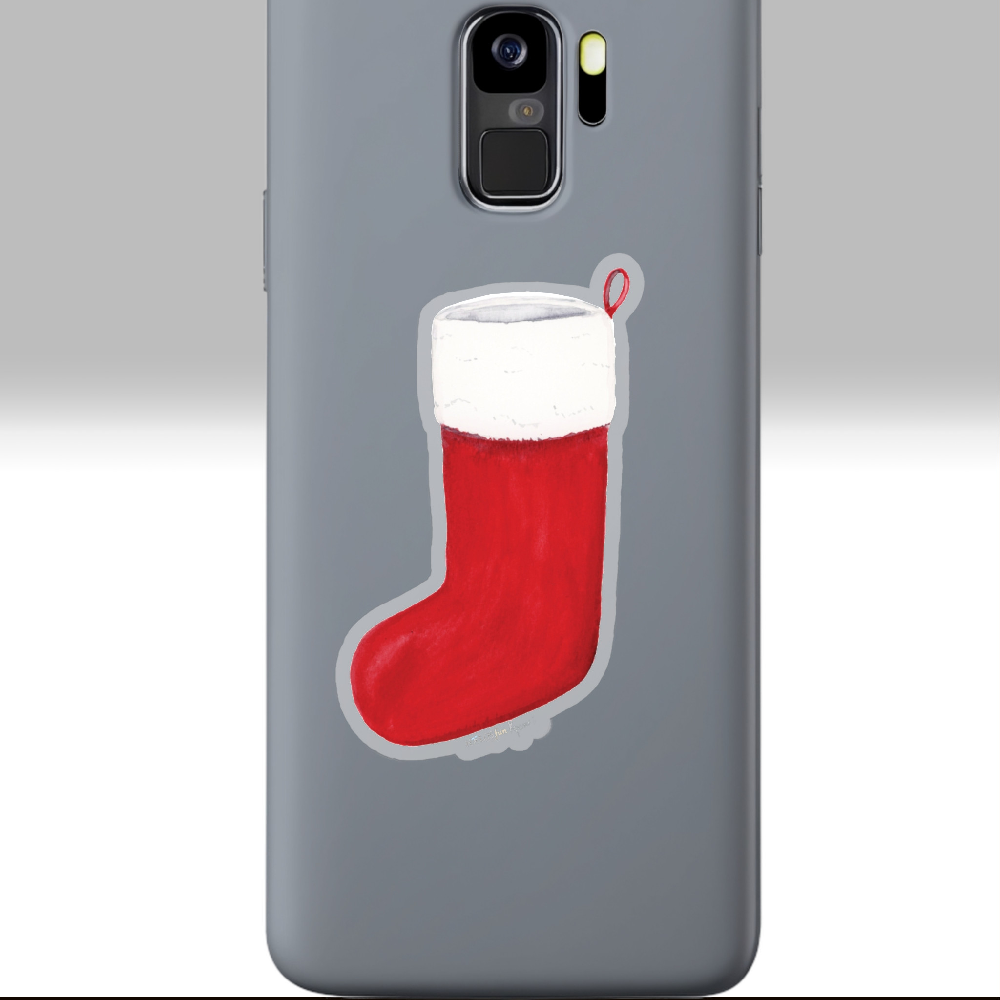 classic christmas stocking sticker festive holiday nostalgia 3x3 transparent on a phone