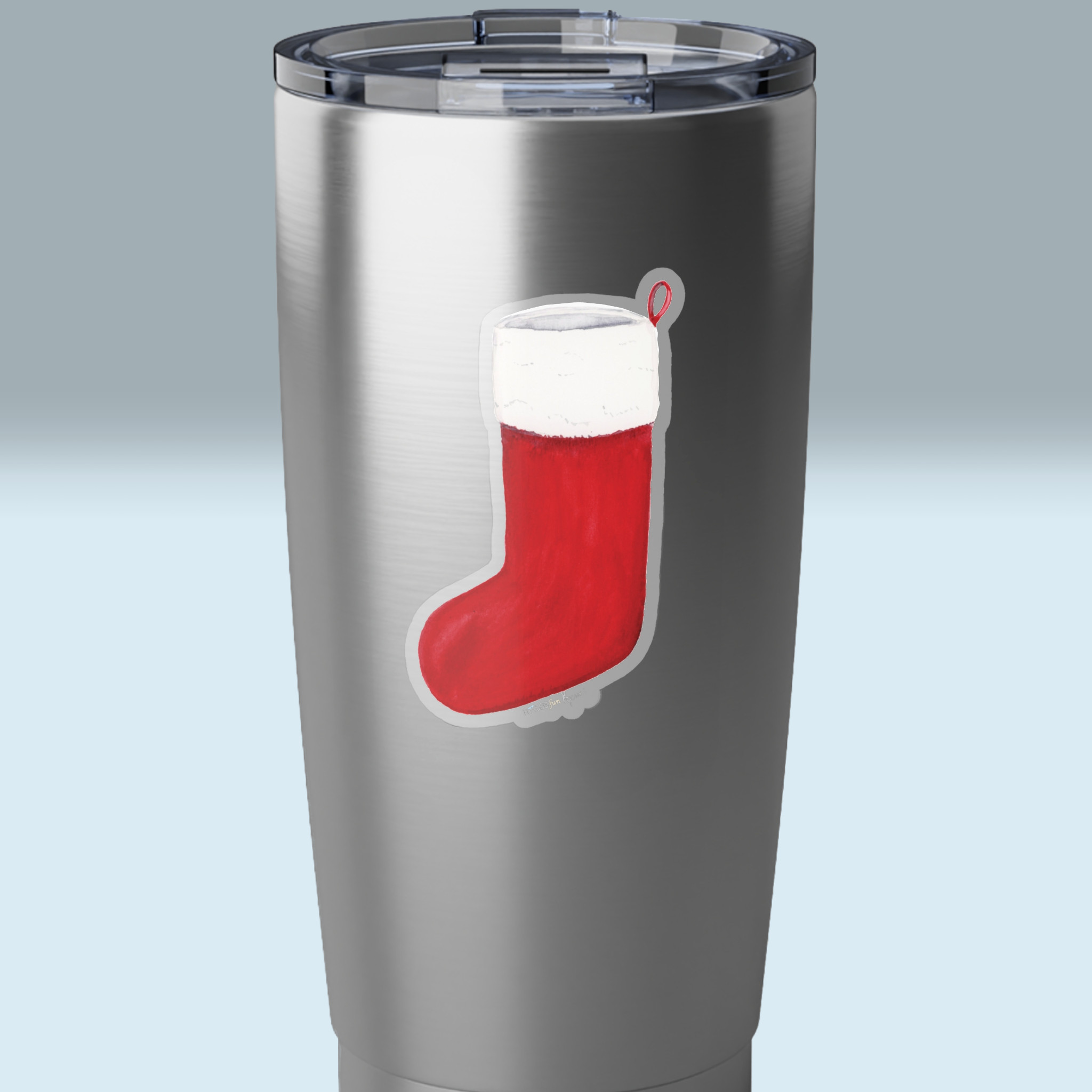 classic christmas stocking sticker festive holiday nostalgia 3x3 transparent on a tumbler