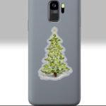 enchanting christmas tree sticker with golden star 3x3 transparent on a phone