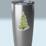enchanting christmas tree sticker with golden star 3x3 transparent on a tumbler