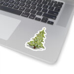 enchanting christmas tree sticker with golden star 3x3 white