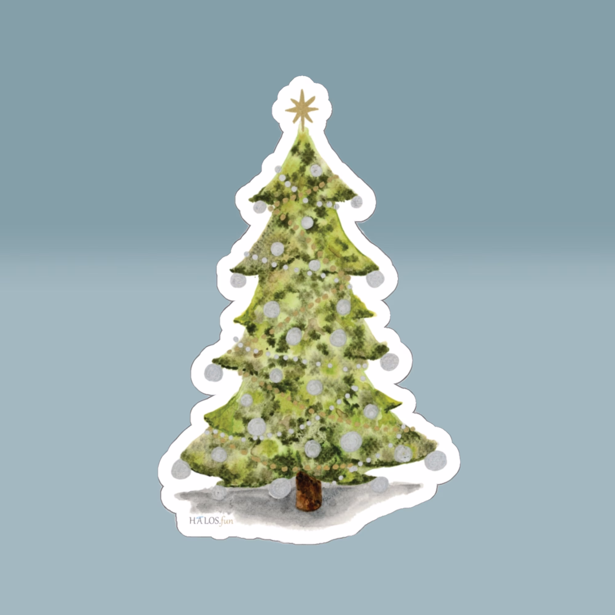 Enchanting Christmas Tree Sticker with Golden Star