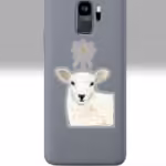 lamb with guiding star sticker 3x3 transparent on a phone