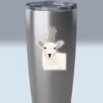lamb with guiding star sticker 3x3 transparent on a tumbler