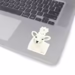 lamb with guiding star sticker 3x3 white