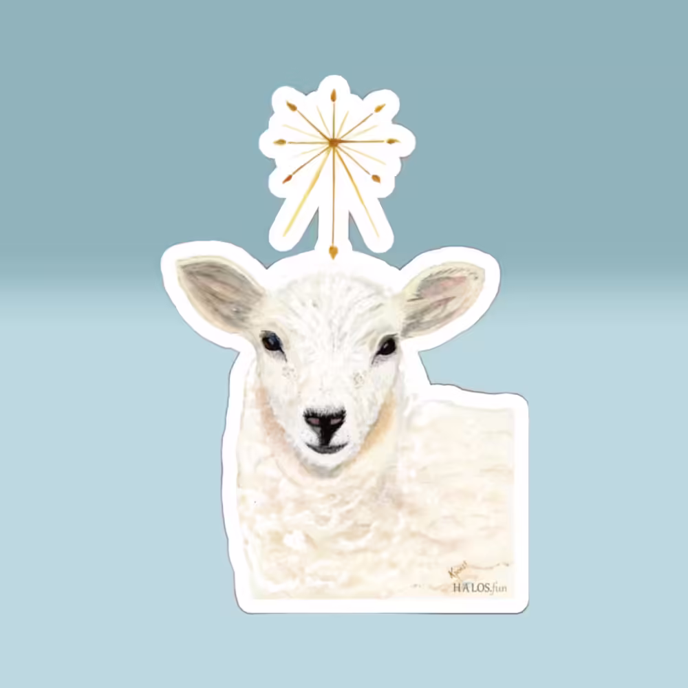 lamb with guiding star sticker 6x6 main