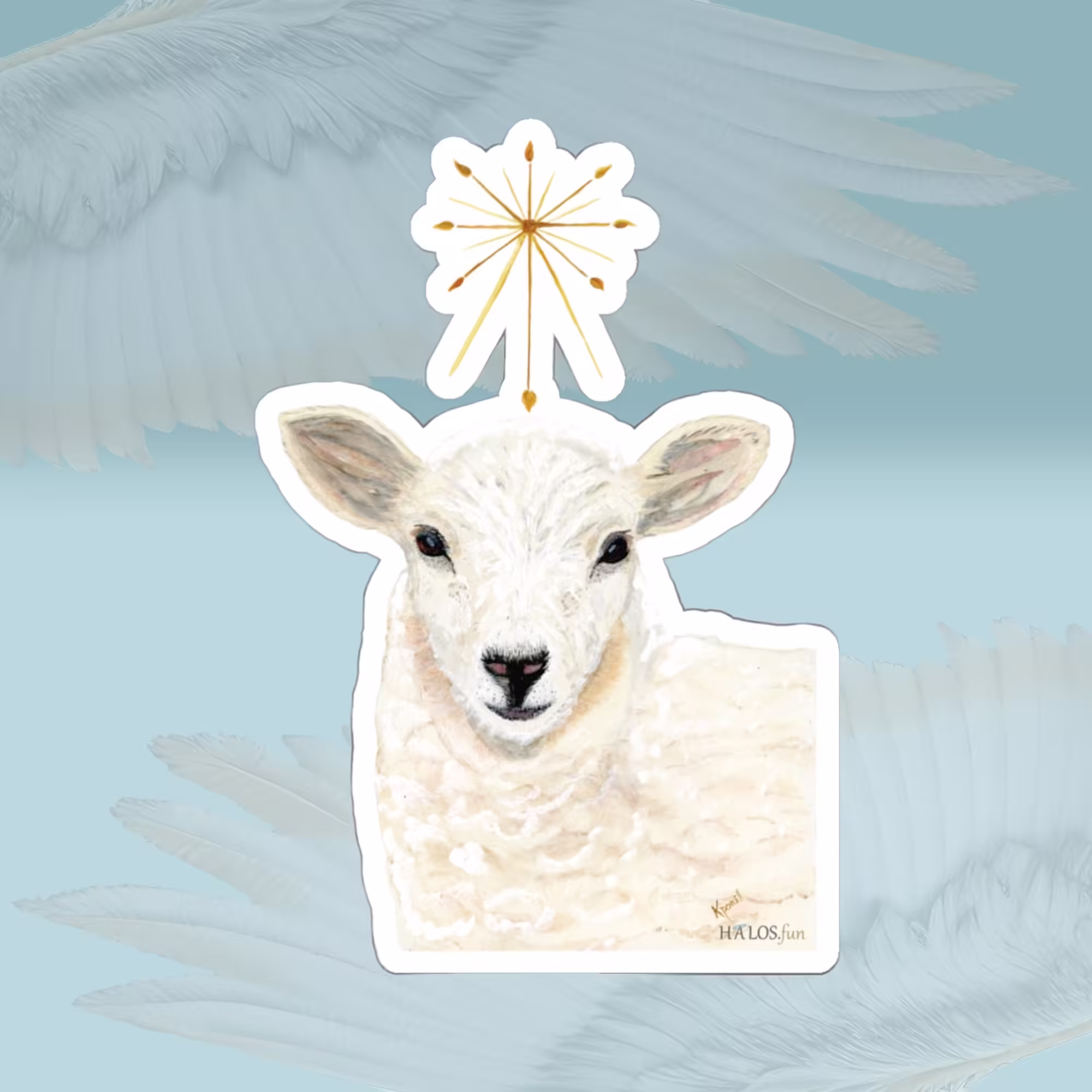 lamb with guiding star sticker 6x6 main Framed By Angels Fly Here