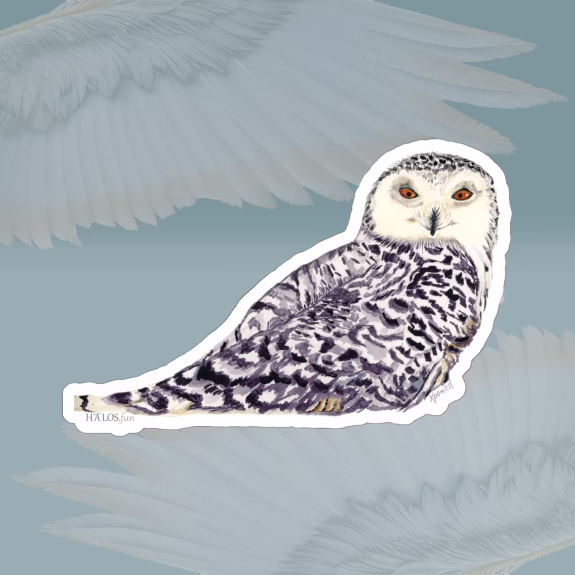 majestic-snow-owl-sticker-black-white-elegance-3x3-white-Framed-By-Angels