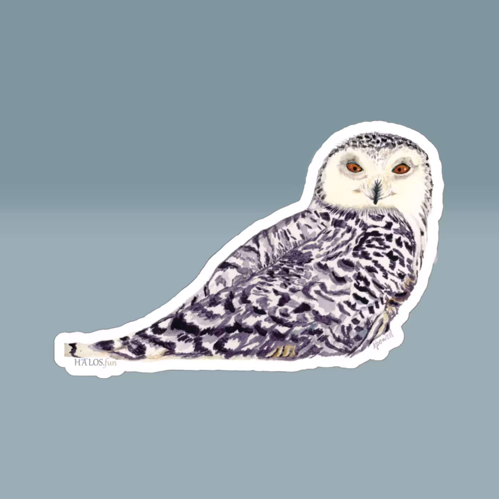 Majestic Snow Owl Sticker - Black & White Elegance