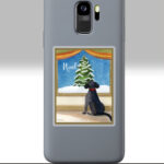 noel christmas black labrador dog sticker 3x3 transparent on a phone
