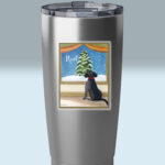 noel christmas black labrador dog sticker 3x3 transparent on a tumbler
