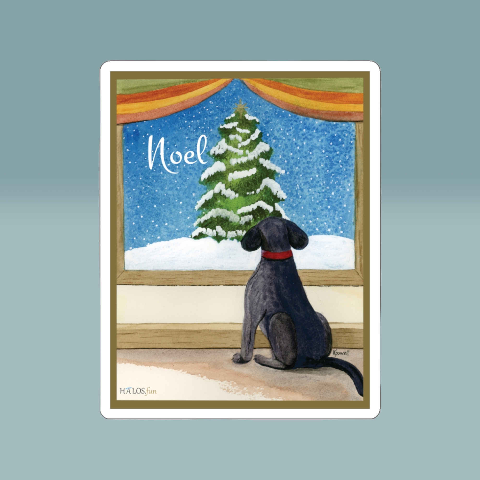 Noel Christmas Black Labrador Dog Sticker