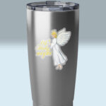 oh holy night angel sticker 3x3 transparent on a tumbler