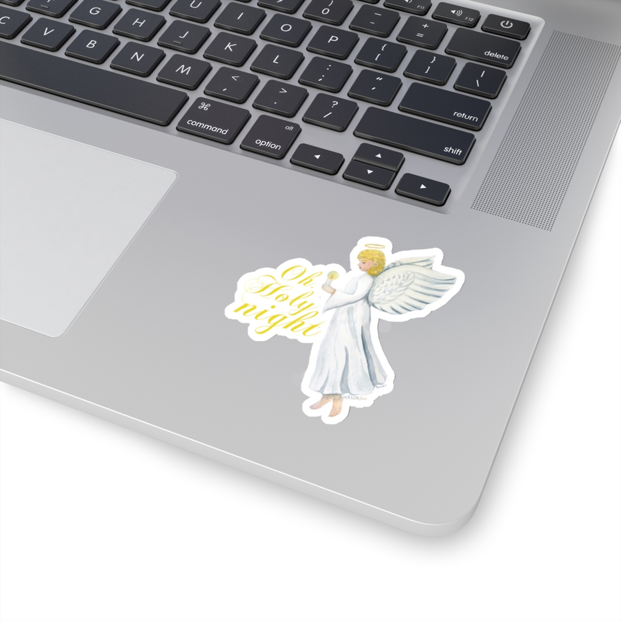 oh holy night angel sticker 3x3 white