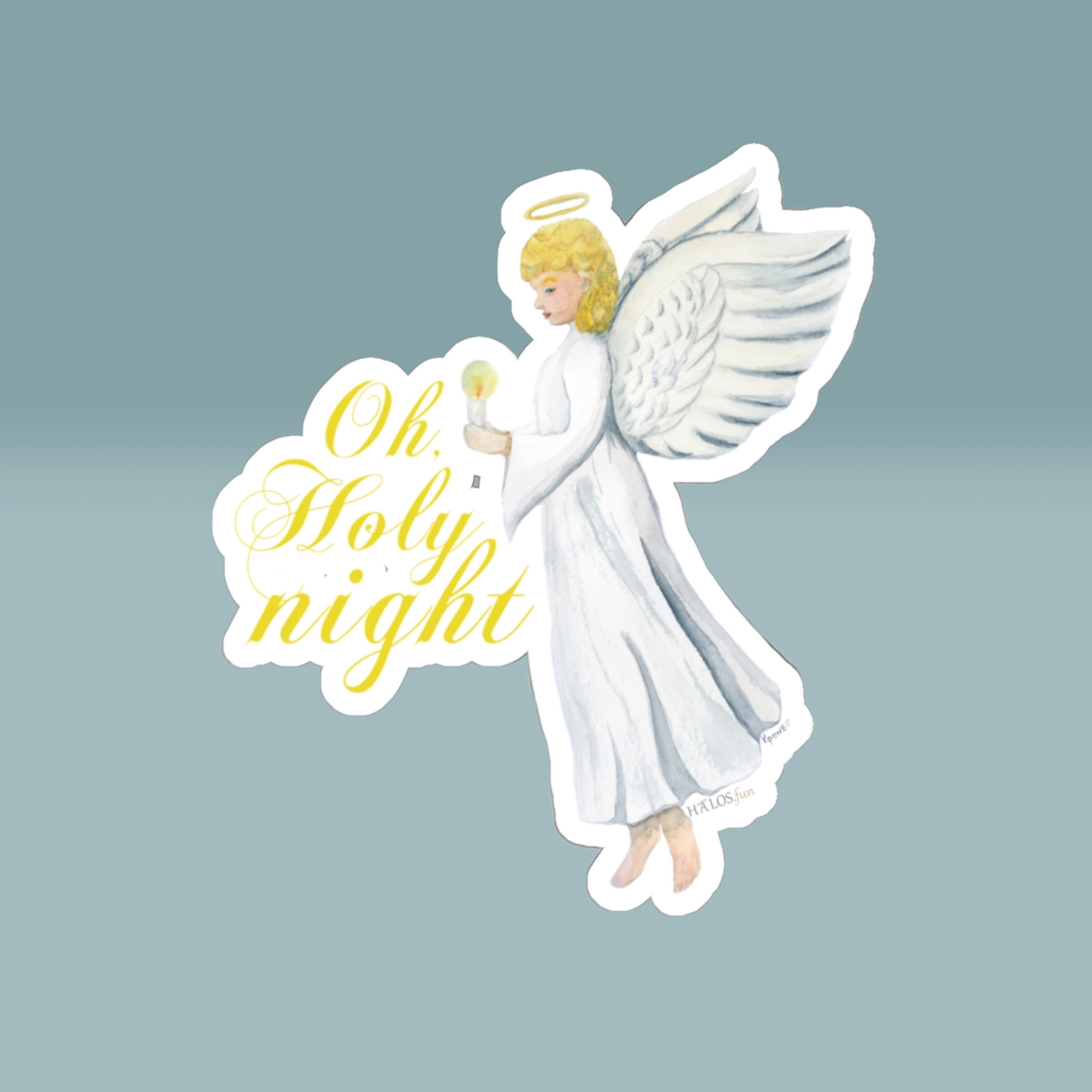 Oh Holy Night Angel Sticker - Hand-Painted Faith Inspiration