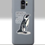stand firm penguin winter sticker 3x3 transparent on a phone