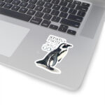 stand firm penguin winter sticker 3x3 white