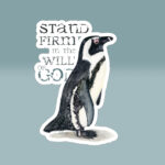 stand firm penguin winter sticker 4x4 white Main