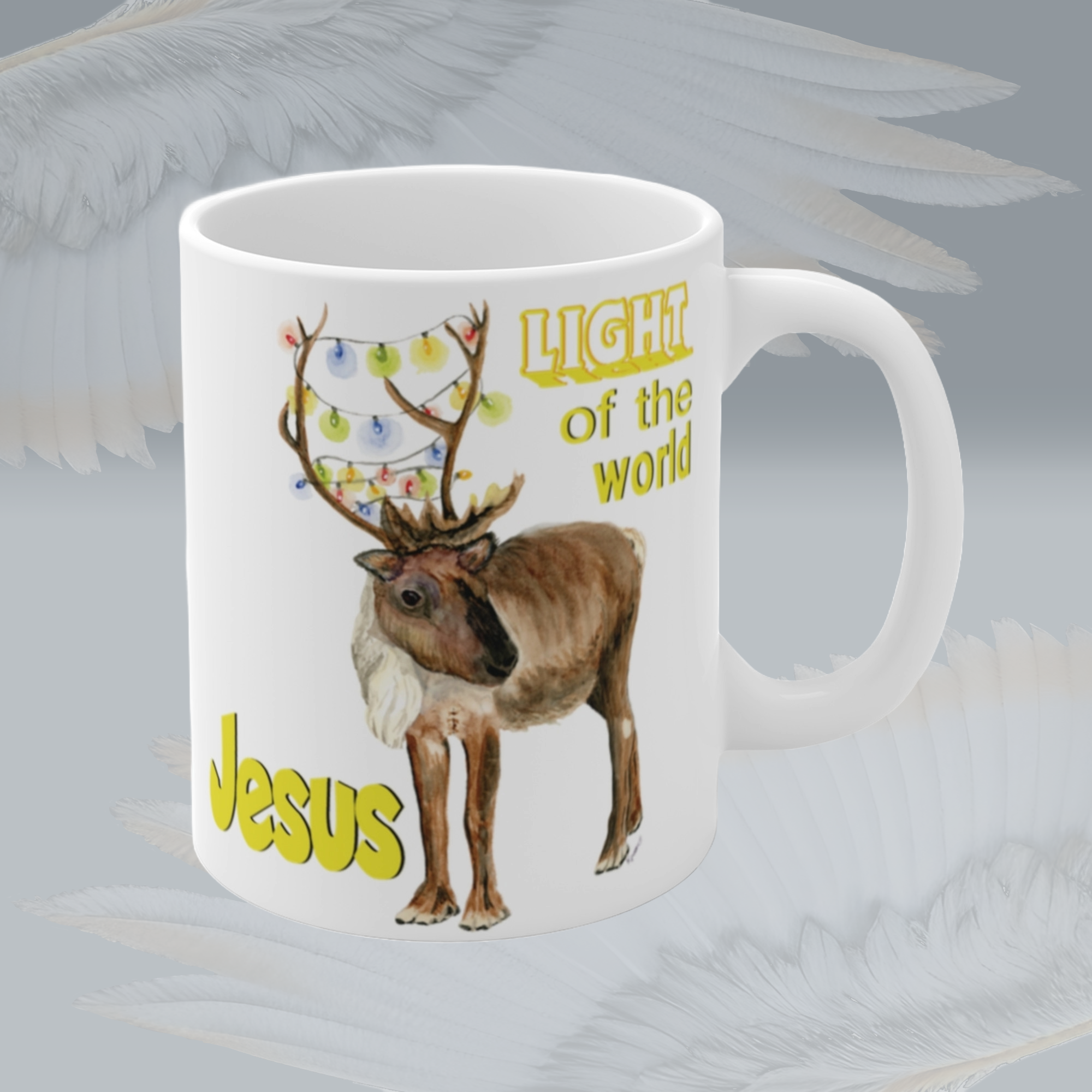 tangled reindeer mug light of the world jesus Right Framed By Angels Fly Here
