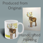 tangled reindeer mug light of the world jesus Shown With the Original Watercolor Painting