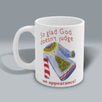 ugly christmas sweater mug god looks at the heart Left