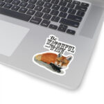 watchful and wise red fox winter sticker 3x3 white