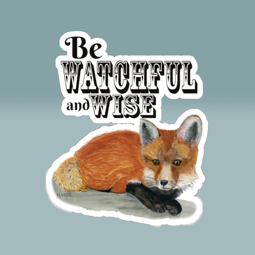 Watchful and Wise Red Fox Winter Sticker