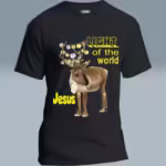 winter wonderland reindeer tee -christmas lights edition Black Colored Haloed Tee