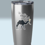 wise seekers camel christmas sticker 3x3 tranparent on a tumbler