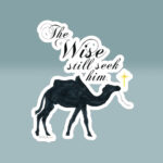 wise seekers camel Christmas sticker 4x4 white